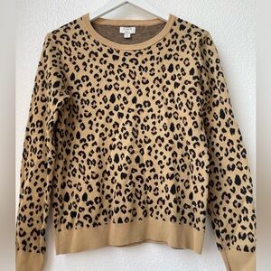 J. Crew Teddie Leopard Pullover Sweater Size Small 100% Cotton